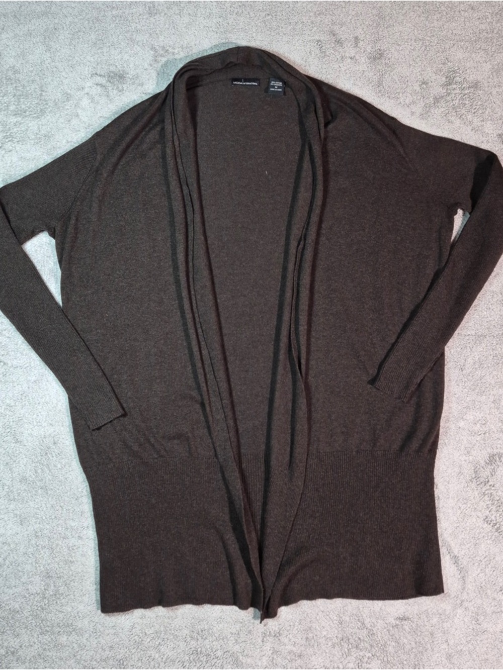 Long Open-Front Women's Cardigan Sweater Moda International - Dark Gray